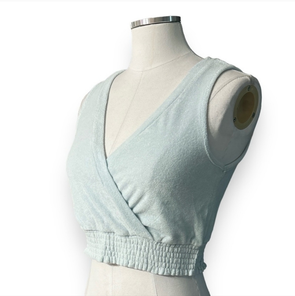 OCEAN DRIVE Ocean Blue Sleeveless Terry Crop Top NWOT!